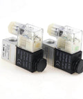 Heavy Duty 2 Port 2 Way Normally Closed Pneumatic Solenoid Valve with One Eighth Inch Ports, aluminum body, pair view
