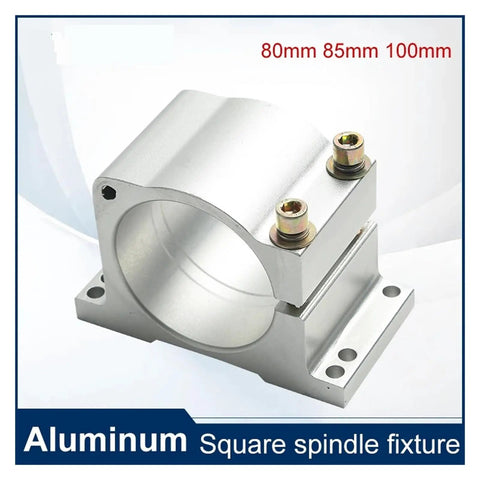 Heavy Duty CNC Spindle Motor Clamp Bracket for Precision Machining, aluminum square spindle fixture, 80mm, 85mm, 100mm.