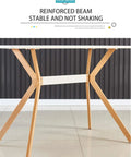 Slick Modern White Dining Table With Scratch Resistant Top And Heavy Duty Metal Bottom Shelf Clean Vibe Setup For Kitchen Hangouts Or Home Office, reinforced beam for stability.