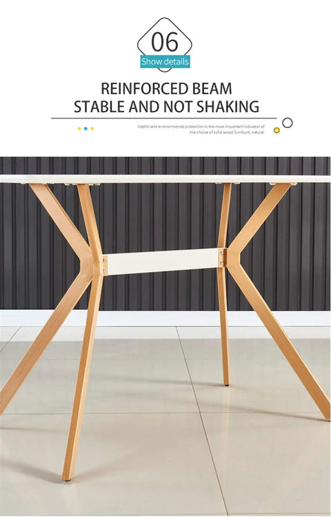 Slick Modern White Dining Table With Scratch Resistant Top And Heavy Duty Metal Bottom Shelf Clean Vibe Setup For Kitchen Hangouts Or Home Office, reinforced beam for stability.