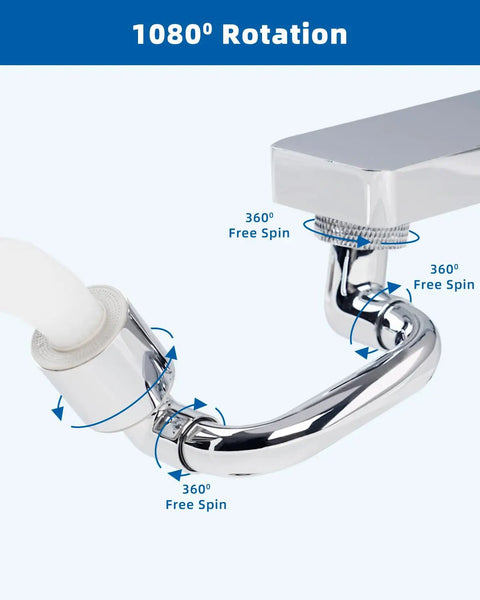 Super Slick Chrome Faucet Extender Brings You A Bold 1080 Degree Swivel Rotation Plus Dual Spray Settings For Complete Sink Access Without Any Hassle Universal Fit