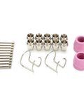 Top Shred Plasma Cutting Torch Consumables 24 Pack Copper Electrodes Contact Tips And Ceramics, including nozzles and hooks.