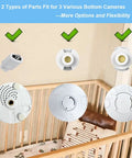 Various compatible camera mounts above baby crib corner, 20 Inch Flexible Baby Monitor Arm Mount For HB Series Cameras