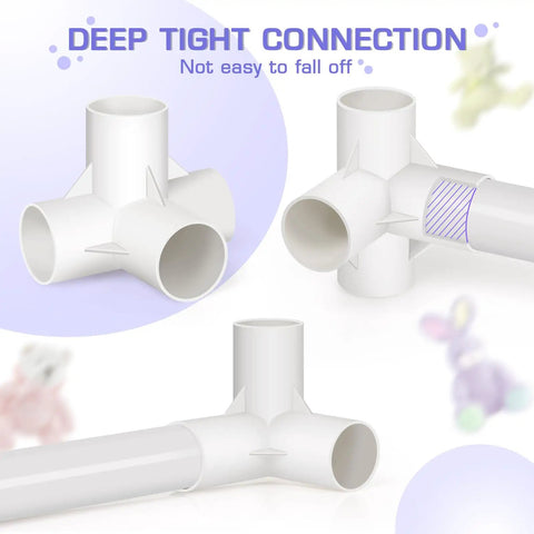 PVC frame connectors for Stuffed Animal Storage Zoo Holder Space Saving Vertical PVC Toy Organizer, detail view.