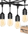 Outdoor LED String Lights 48Ft Heavy Duty Linkable Patio Lighting With Shatterproof Bulbs For Backyard Porch Deck Gazebo Cafes And Market Spaces Weatherproof And Waterproof Bistro Vibe Ambiance For Outdoor Gatherings