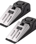Two Pack Door Stop Alarm Security Tool With 120dB Siren For Home Travel And Apartment Portable Safety Gadget That Doubles As A Regular Door Stop When Off Easy To Use And Great For Extra Security, metallic wedge design
