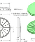 16 Inch Domed Septic Tank Lid With Stainless Steel Safety Screws Green Durable Cover That Delivers A Watertight Seal With Molded In Gasket