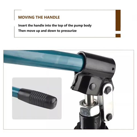 Beefy 5 To 50 Ton Hydraulic Gear Puller Kit handle for pressurizing, with leak-free cylinder and forged one-piece construction.