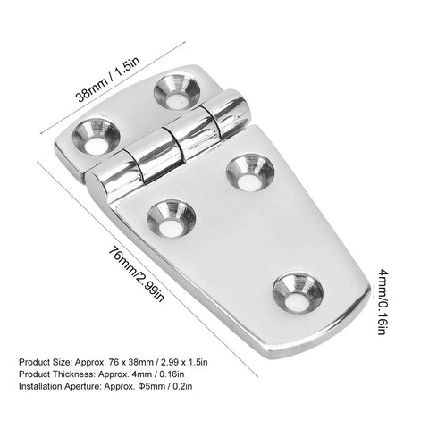 316 Stainless Steel Door Hinge With Five Holes 76 By 38mm Mirror Polished Finish For Indoor And Outdoor Use Close-up