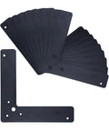 10 Pack Black L Shape Corner Brackets 150x150 mm Mending Plates Heavy Duty Decorative Steel 90 Degree Angle Brackets For Wood Furniture Fixing Cold Rolled Metal Durable And Rust Resistant arranged in a fanned layout.
