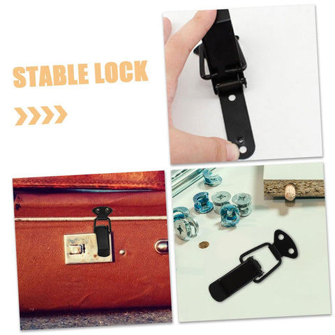 Universal Push Close Latch Kit With 4 Piece Spring Loaded Toggle Hasp for cabinets and boxes, black color, spring-loaded design