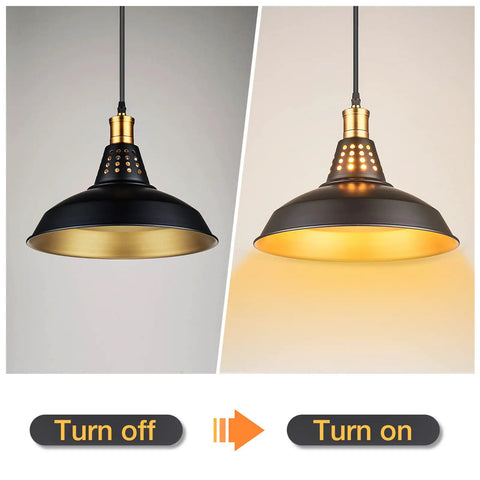Dope Matte Black Farmhouse Pendant Lights Kit For Kitchen Island Vintage Industrial Barn Style with light on and off