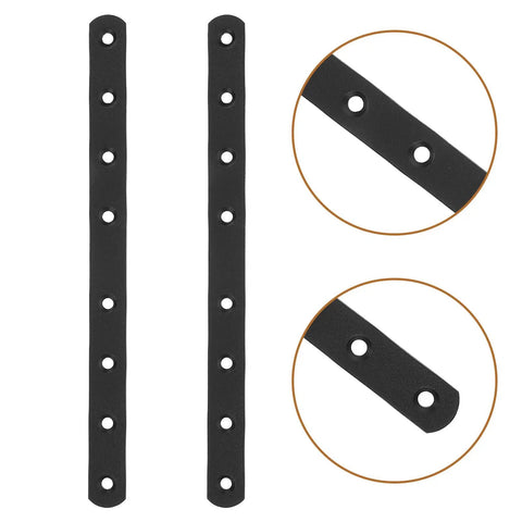 Beefy Stainless Steel Flat Straight Mending Plates 4 Pack With Screws, Heavy Duty Brackets For Bookshelves And Kitchen Cabinets, Black Finish