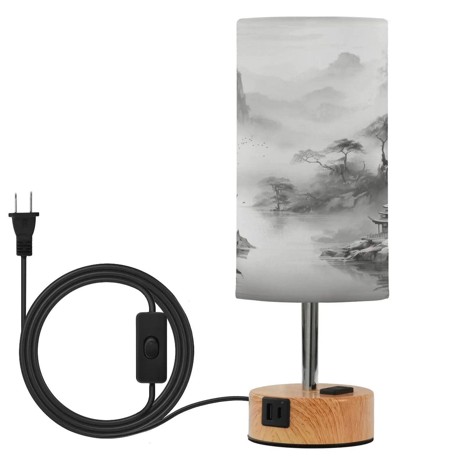 Mountain Watercolor Table Lamp: Touch & Charge ✓