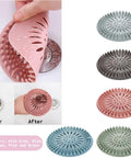 Slick Rubber Drain Stopper And Hair Catcher For Showers, Baths, And Kitchen Sinks, No Sweat Strainer Plug in Pink and Blue.