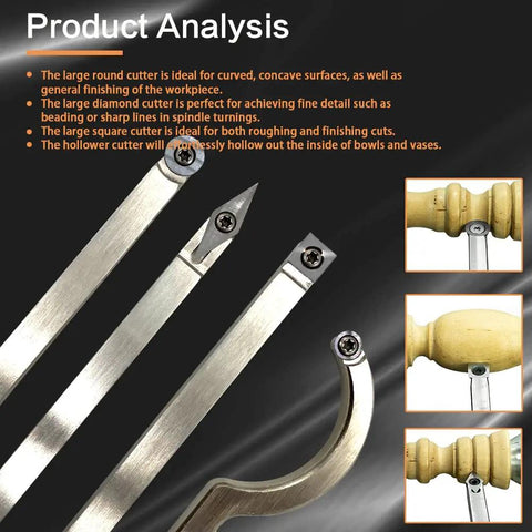 Carbide Tipped Wood Turning Tools Set With Pro Grade Aluminum Grip Handles Lathe Rougher And Finisher Swan Neck Hollowing Tool