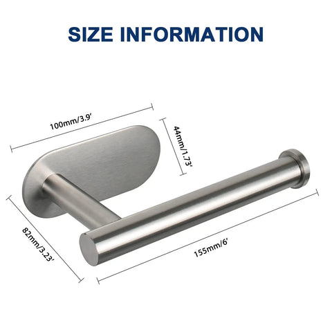 Size dimensions of Self Adhesive Toilet Paper Holder Stainless Steel 304 Rustproof No Drill Mount Brushed Nickel, wall mounted.