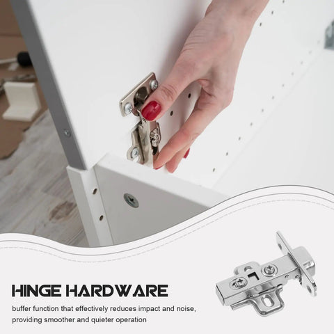 Hand installing heavy duty self-closing cabinet hinge with hydraulic soft-close, thickened cold rolled steel, quiet operation