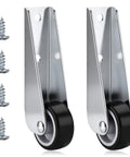 Two Pack Heavy Duty Gate Wheels That Slide Smooth As Butter Using A Door Bottom Pulley Mechanism With Robust Directional Casters, metal brackets and rubber wheels.