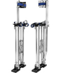 Adjustable Aluminum Drywall Stilts For Adults From 24 To 40 Inches, shown with sturdy lightweight aluminum frame and blue straps.