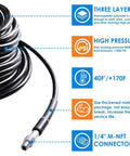 Heavy Duty Sewer Jetter Kit For Pressure Washers, 100 Ft Hose, 5800 PSI Drain Cleaner With One Quarter Inch NPT details.