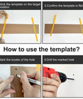 Installation guide for 24 Inch Towel Tower Rack With Double Bars Brushed Nickel showing template positioning and drilling steps