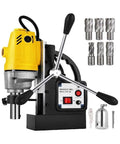 Heavy Duty 1100W Magnetic Drill Press With Six Piece Bit Set For Steel Structure Engineering Portable Electric Tapping Machine