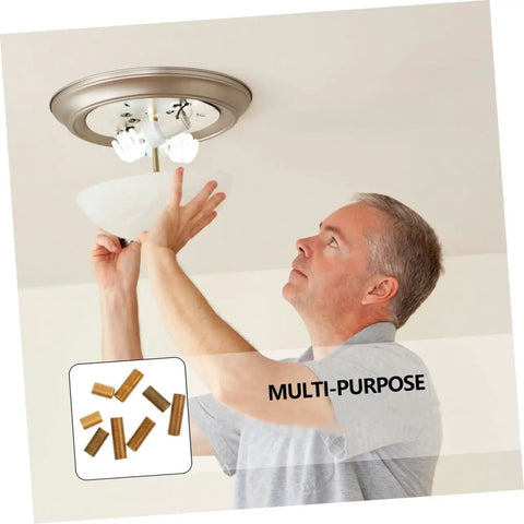 Person installing light fixture with Brass Lamp Rod Nipple Threaded Couplings Kit For Light Fixtures Durable Lamp Repair Parts