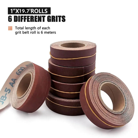 Assorted Sandpaper Rolls Kit 1 In X 19.7 Ft Emery Cloth Dispenser Pack Grits 80 150 240 320 400 600 for woodworking