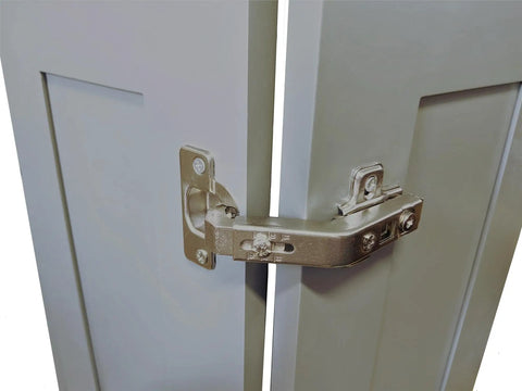 Heavy Duty Stainless Steel Lazy Susan Cabinet Hinges 2 Pack close-up view mounted on bi-fold doors showing smooth swinging action.