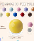 Hassle Free Yellow Peel And Stick Cabinet Knobs Zero Drill Adhesive Drawer Pulls showcasing dimensions and colors on display.