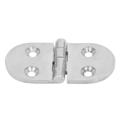 Straight Up Tough Thickened Oval Door Hinges Built From Rust Proof Stainless Steel With A Crisp Mirror Shine displayed up close.