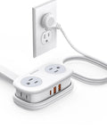 Slick Travel Power Strip With Four Ac Outlets And Three Usb Ports Including One Usb C Connector Pd 20W Fast Charging connected to a wall socket.