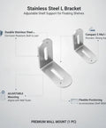 Stainless Steel L Bracket For Floating Shelves And Wall Mounted Desks, Heavy Duty Adjustable Support, No Wobble Rock Solid Mount, 3.94 X 1.97 Inch Silver Finish, DIY Home Renovation Hardware That Keeps Books And Decor Level