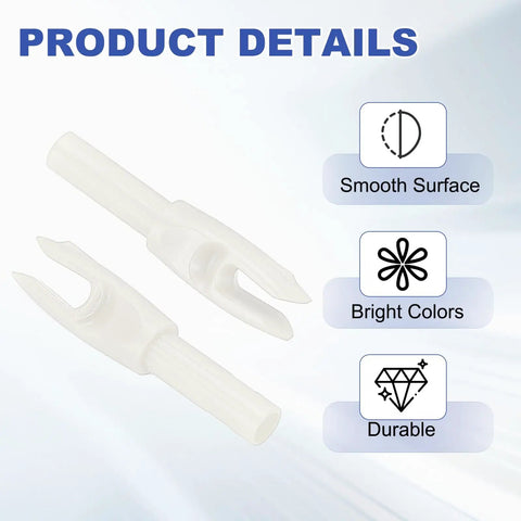White 4.2mm polycarbonate arrow nocks from Beefy 4.2mm Arrow Nocks 30 Pack White Insert Nocks Replacement For Hunting And Target Archery.