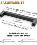 10 Pack 5 Inch Matte Black Cabinet Pulls For Kitchen Cabinets And Drawers With Square Hardware 5 Inch Hole Center measurements