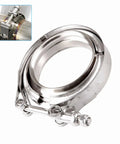 Heavy Duty 2.5 Inch Stainless Steel Exhaust Clamp Kit with flat flanges and V band bolts, corrosion-resistant 304 steel