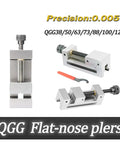 Top Shelf Industrial Right Angle Vise For CNC Milling Machines And Bench Grinders Hella Sturdy Hardened Steel Precision Flat Jaw Clamp Solid Workholding Block QGG150 and QGG flat-nose pliers
