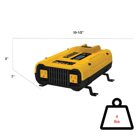 Yellow 1000W Portable Power Inverter For Cars And Worksites On The Go 3-Way Power Direct Battery Hookup 20V XR DC Source