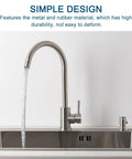 Modern kitchen faucet in stainless steel, flowing water; Faucet Fixing Bracket Kit With Horseshoe Single Hole Circlip Washer No Sweat Leak-Proof Faucet Repair Lengthening Copper And Stainless Steel Faucet Washers For Kitchen And Bathroom Plumbing Hardware Set.
