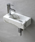 Compact White Ceramic Wall Mounted Sink For Small Bathrooms, Rectangular Vitreous China Wash Basin With Glossy Finish