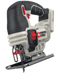 Shop Tested 20V Max Cordless Jigsaw With Built In Dust Blower And Easy Swap Blade Clamp showing side view, lightweight design for easy handling.