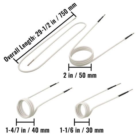 Induction Heater Coil Kit Set with 8 Coils for No Flame Heat and Rusty Bolt Removal in various sizes and lengths