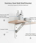 Heavy-Duty Wall Mount Shelf Support with Stainless Steel L-Bracket for Kitchen and Bath Storage, corrosion-resistant finish