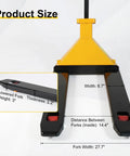 Heavy Duty Electric Pallet Jack Truck Weigh Scales Built In 5500 Lbs Capacity With Big 45 Inch Forks dimensions showing fork sizes and specifications.