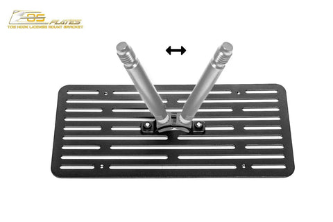Nissan 370Z Front Bumper Tow Hook License Relocator Mount Bracket Version 2 EOS Plate Tow-384-V2 T6061 aluminum shown