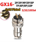 Gold Plated GX16 Aviation Circular Connector Set 2 To 10 Pin With Locking Mechanism For Reliable Wire Connections visible.