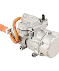 Top Grade Heavy Duty Electric Auto Air Compressor Climate Control Replacement Fits Toyota Prius And Lexus Ct200h Swaps In 8837076010 side view with orange wire and silver housing.