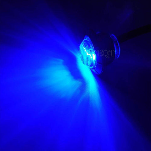 3 LED Round Boat Interior Lights Kit For Deck Transom And Cockpit Waterproof IP68 emitting bright blue light on surface