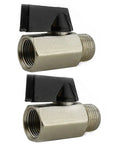 2-Pack Mini 3/8 Inch Brass Ball Valve Inline Shut Off Valve with 3/8 Inch Male NPT Ends, Nickel Plated, ideal for water and air lines